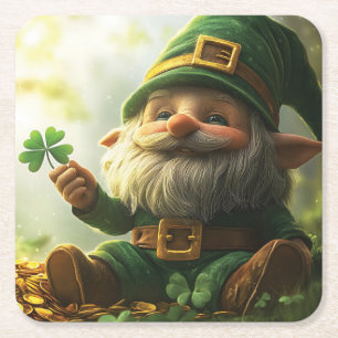 Porta-copo De Papel Quadrado Gnomo giro-bonito com shamrocks e trevas