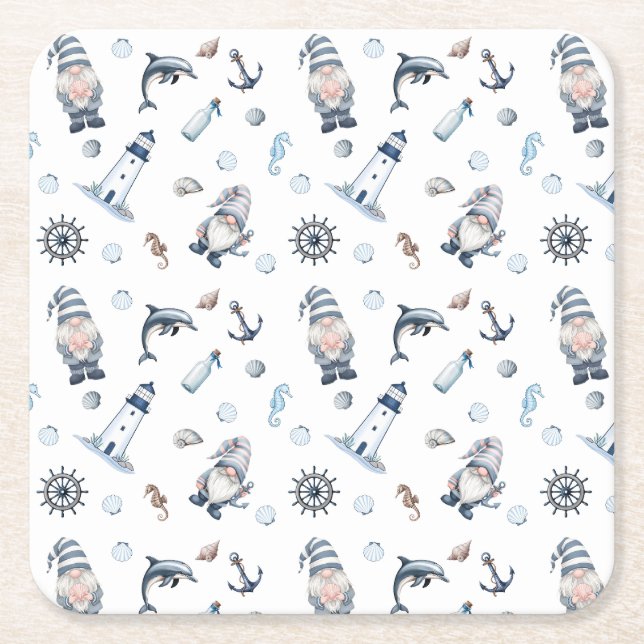 Porta-copo De Papel Quadrado Gnomos náuticos! (Frente)