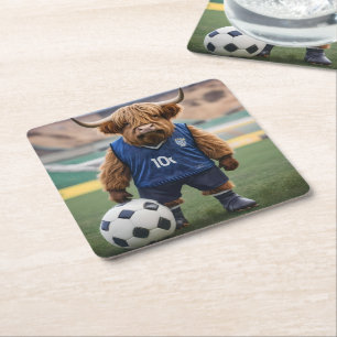 Porta-copo De Papel Quadrado "Goal-Getter: Uma Vaca do Planalto Vestida para o
