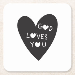 Porta-copo De Papel Quadrado God loves you