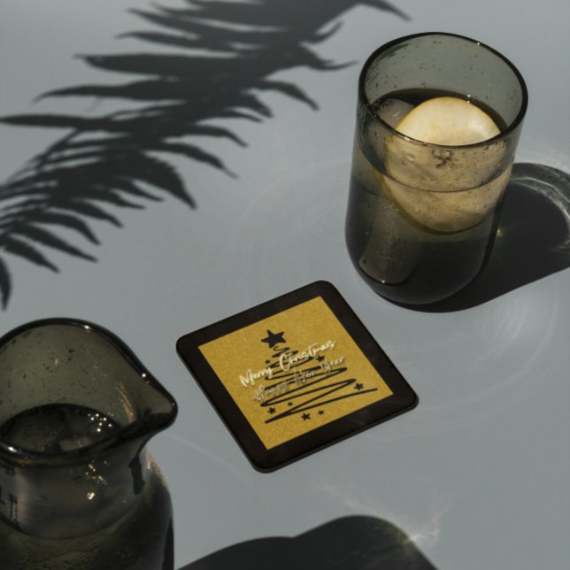 Porta-copo De Papel Quadrado Golden Black Paper Coaster (Criador carregado)