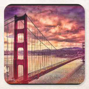 Porta-copo De Papel Quadrado Golden gate bridge em San Francisco, Califórnia