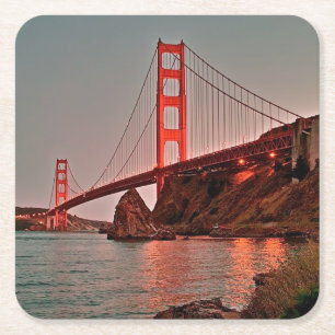 Porta-copo De Papel Quadrado Golden gate bridge em Sun para baixo