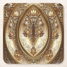 Porta-copo De Papel Quadrado Golden Ornate Frame Paper Coaster