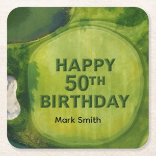 Porta-copo De Papel Quadrado Golfe aniversário de 50 anos no campo de golfe