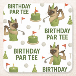 Porta-copo De Papel Quadrado Golfer 60º Aniversário para Cat Lover