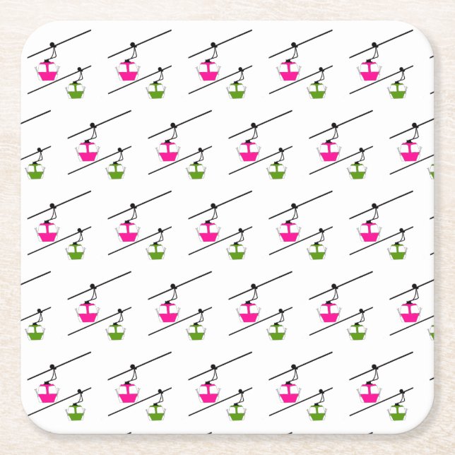 Porta-copo De Papel Quadrado Gôndolas rosa e verde (Frente)