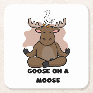 Porta-copo De Papel Quadrado Goose em um Animal Moose Engraçado