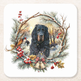 Porta-copo De Papel Quadrado Gordon Setter Alegria de Natal – Arte Canina Sazon