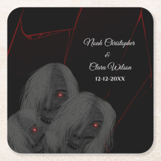 Porta-copo De Papel Quadrado Gothic Black Ghosts - Dark Moody Halloween