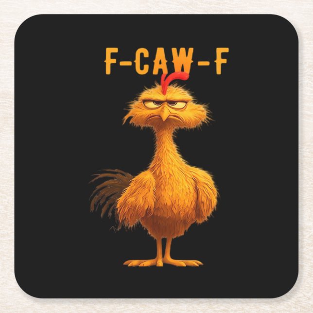 Porta-copo De Papel Quadrado Gothic F-Caw-F Crow Funny Humor (Frente)