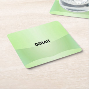 Porta-copo De Papel Quadrado Gradação verde de nome personalizado