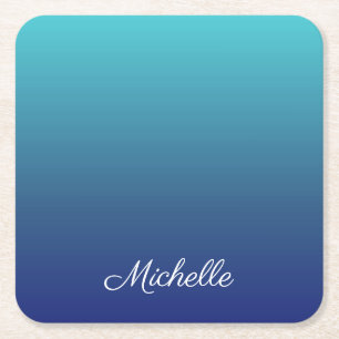 Porta-copo De Papel Quadrado Gradiente azul-ombre personalizado