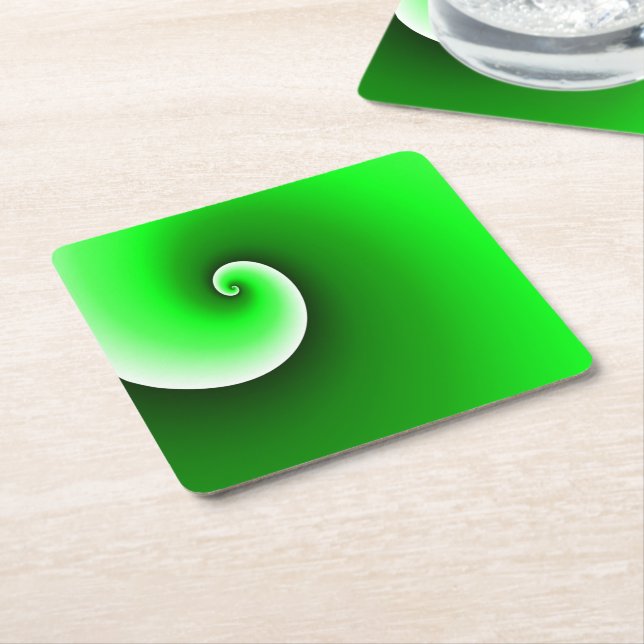 Porta-copo De Papel Quadrado Gradiente Espiral Branco Verde (Inclinado)