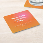 Porta-copo De Papel Quadrado Gradiente Laranja Retroforme Bat Mitzvah Personali<br><div class="desc">Gradiente Cor-de-Rosa Laranja Cor-de-Rosa Único Bat Mitzvah Personalizado Obrigado Porta copos em Papel</div>