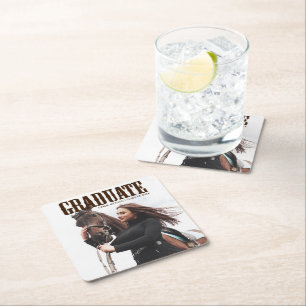 Porta-copo De Papel Quadrado Graduação de Formando do País Ocidental