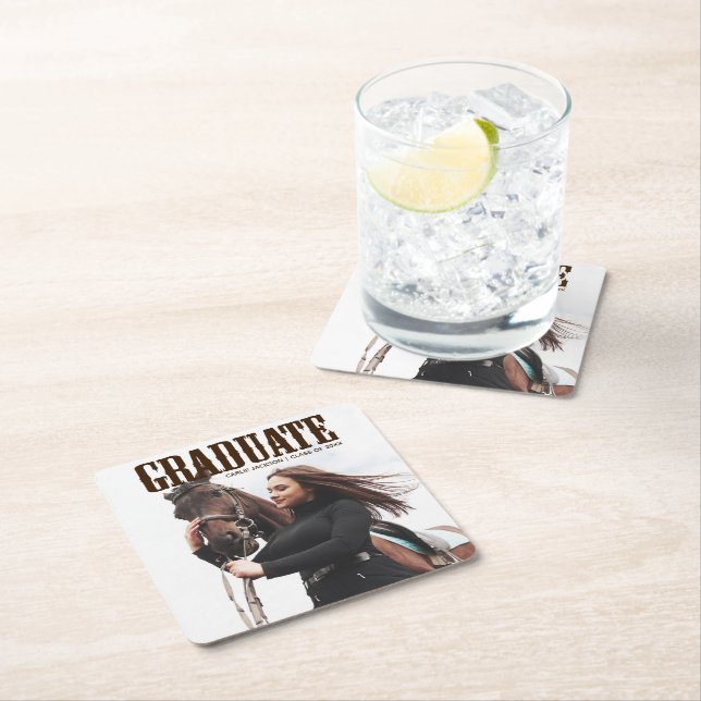 Porta-copo De Papel Quadrado Graduação de Formando do País Ocidental (Insitu)