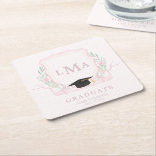 Porta-copo De Papel Quadrado Graduação em Monograma Coquette