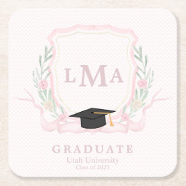 Porta-copo De Papel Quadrado Graduação em Monograma Coquette