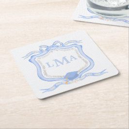 Porta-copo De Papel Quadrado Graduação em Monograma Preppy Wedgewood