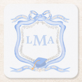 Porta-copo De Papel Quadrado Graduação em Monograma Preppy Wedgewood