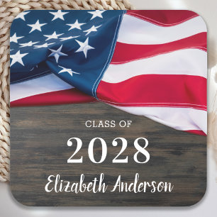 Porta-copo De Papel Quadrado Graduação Militar Rústica Bandeira Americana Patri