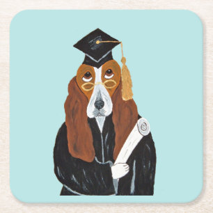 Porta-copo De Papel Quadrado Graduado Basset Hound