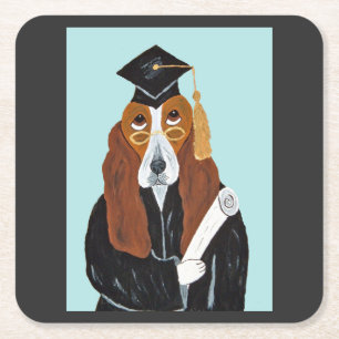 Porta-copo De Papel Quadrado Graduado em Basset Hound