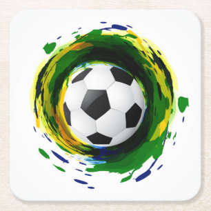 Porta-copo De Papel Quadrado Gráfico Clássico da Esfera de Futebol