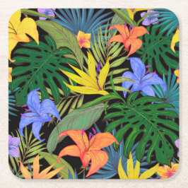 Porta-copo De Papel Quadrado Gráfico da Flor Tropical Hawaii Aloha
