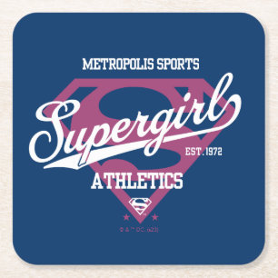 Porta-copo De Papel Quadrado Gráfico de atletismo da Supergirl Metropolis