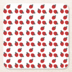 Porta-copo De Papel Quadrado Gráficos Red Lady Bug Branco