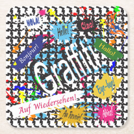 Porta-copo De Papel Quadrado Grafite Saudações