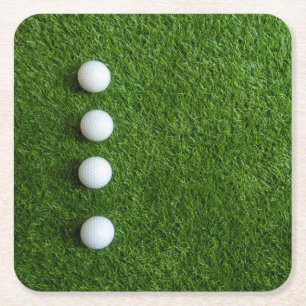 Porta-copo De Papel Quadrado Grama verde de golfe com bolas de golfe