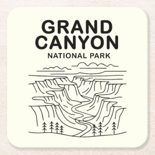 Porta-copo De Papel Quadrado Grand Canyon National Park Line Art