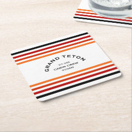 Porta-copo De Papel Quadrado Grand Teton Cabin Club Custom Crest Park Stripe