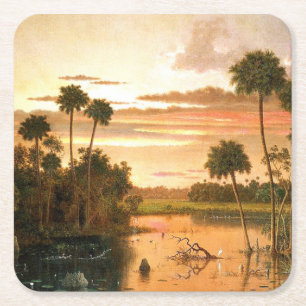 Porta-copo De Papel Quadrado Grande Pôr do Sol da Flórida, pintura de arte fina