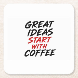 Porta-copo De Papel Quadrado Grandes ideias começam com café
