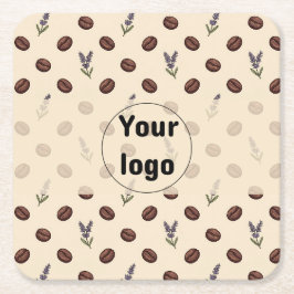 Porta-copo De Papel Quadrado Grãos de Café Vintage e Padrão Sem Costura de Lava