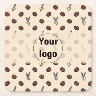 Porta-copo De Papel Quadrado Grãos de Café Vintage e Padrão Sem Costura de Lava