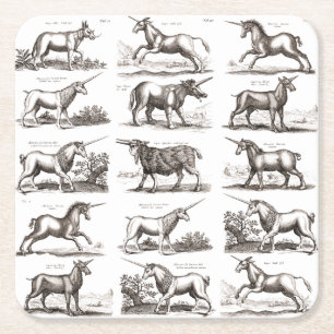 Porta-copo De Papel Quadrado Grave de Unicórnio Antigo - Espécime de Zoologia V