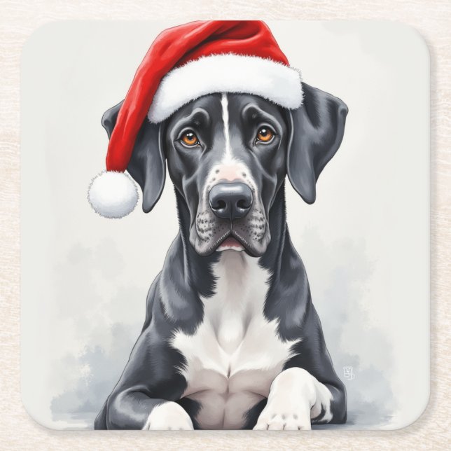 Porta-copo De Papel Quadrado Great Dane Coaster (Frente)