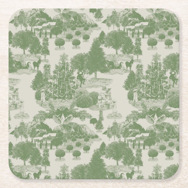 Porta-copo De Papel Quadrado Green Creme Christmas Wonderland (Frente)
