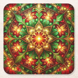 Porta-copo De Papel Quadrado Green Red Decorative Holiday Paper Coaster