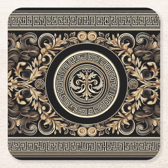 Porta-copo De Papel Quadrado Grego antigo (Frente)