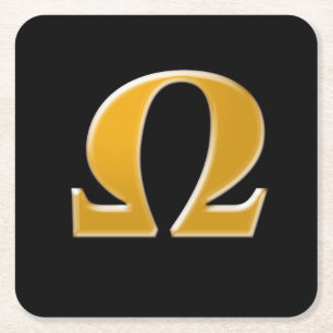 Porta-copo De Papel Quadrado Grego dourado Omega - símbolo da resistência