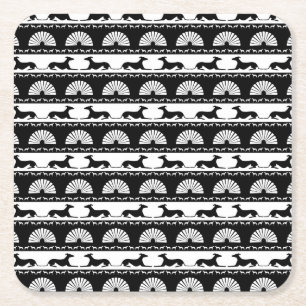 Porta-copo De Papel Quadrado Greyhound Silhouettes Black White Art Deco