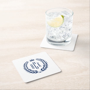 Porta-copo De Papel Quadrado Grinalda de Louro Azul Personalizada
