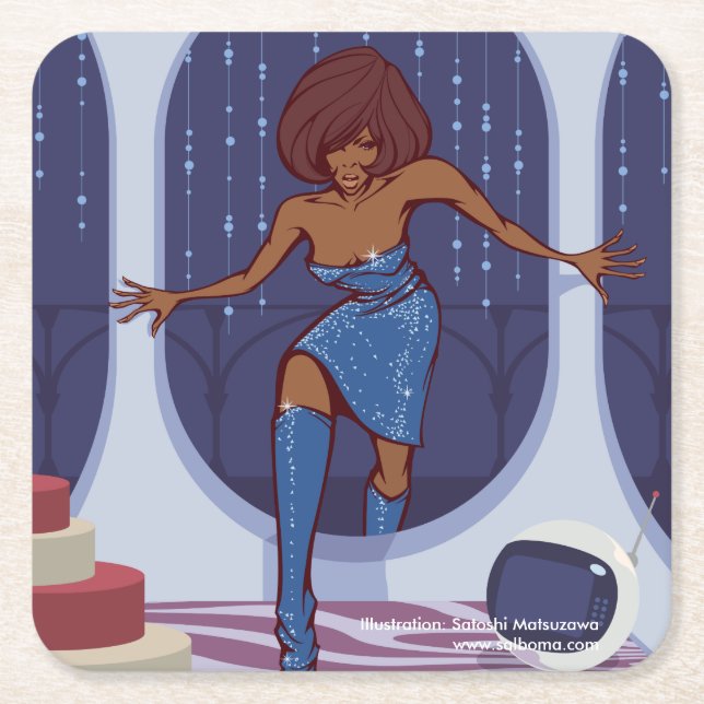 Porta-copo De Papel Quadrado Groove Train (Frente)