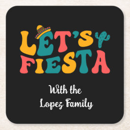 Porta-copo De Papel Quadrado Groovy Retro Let's Fiesta